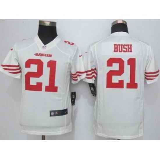 nike youth nfl jerseys san francisco 49ers 21 bush white[nike][bush]